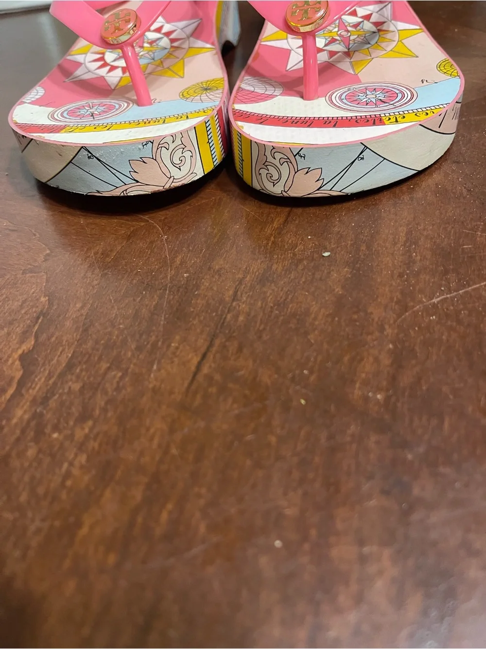 TORY BURCH Printed Carved Wedge Flip-flop In Pink - Picture 4 of 11